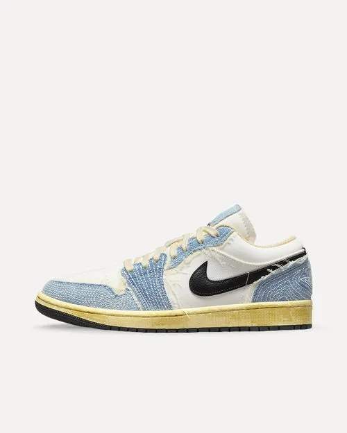 Nike Air Jordan 1 Low SE „Sashiko Denim“ Ashen Slate/Black-Pale Ivory-Sesame FN7670-493 sneaker