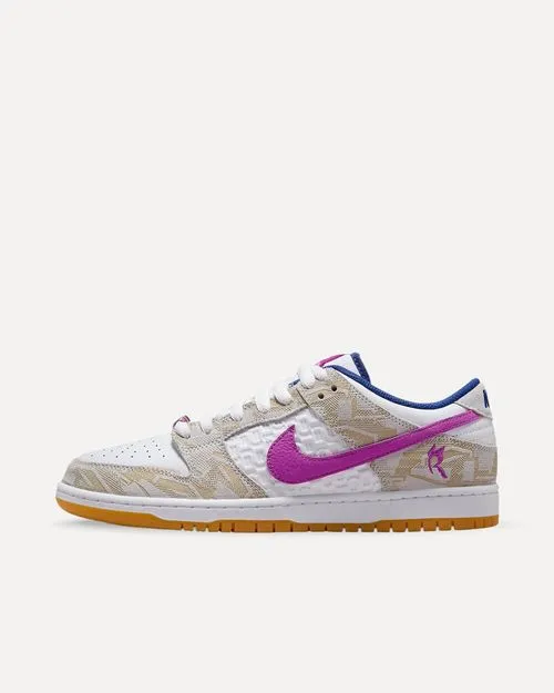 Nike SB x Rayssa Leal Dunk Low PURE PLATINUM/DEEP ROYAL BLUE/VIVID PURPLE/WHITE/GUM YELLOW FZ5251-001 sneaker