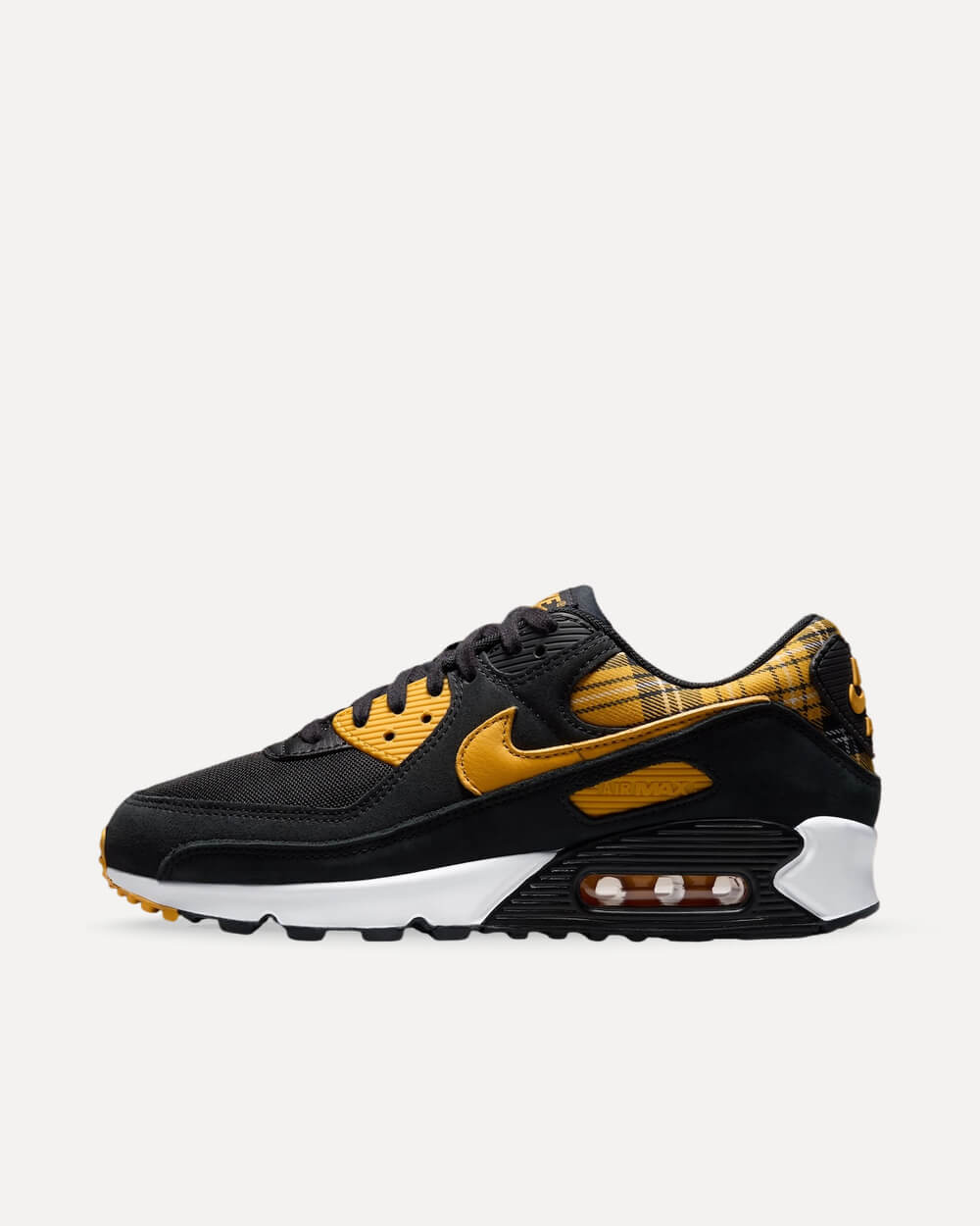 Nike Air Max 90 “Yellow Plaid” Black/White-Yellow Ochre IR5598-001 sneaker